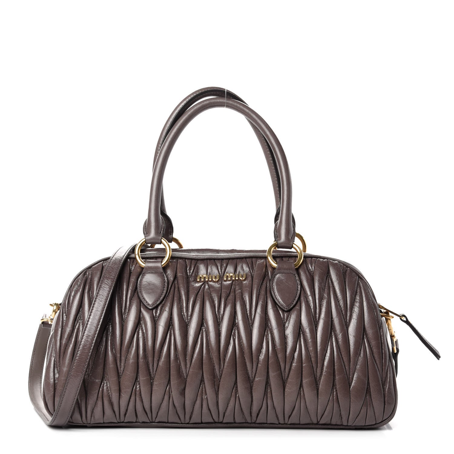 Miu Miu Nappa Matelasse Lux Top Handle Bowler Fumo 1 of 9