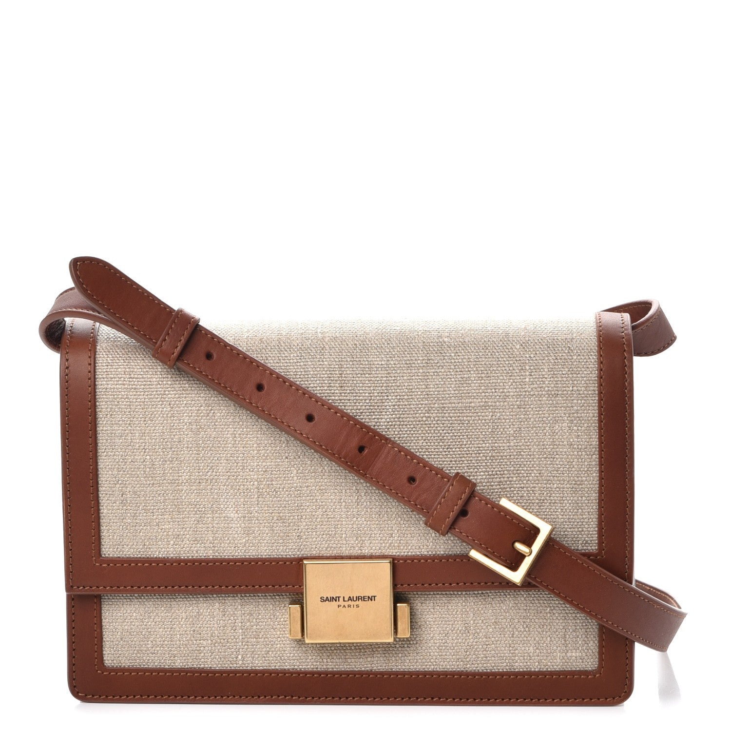 Saint Laurent Linen Calfskin Medium Bellechasse Beige Cognac 1 of 10