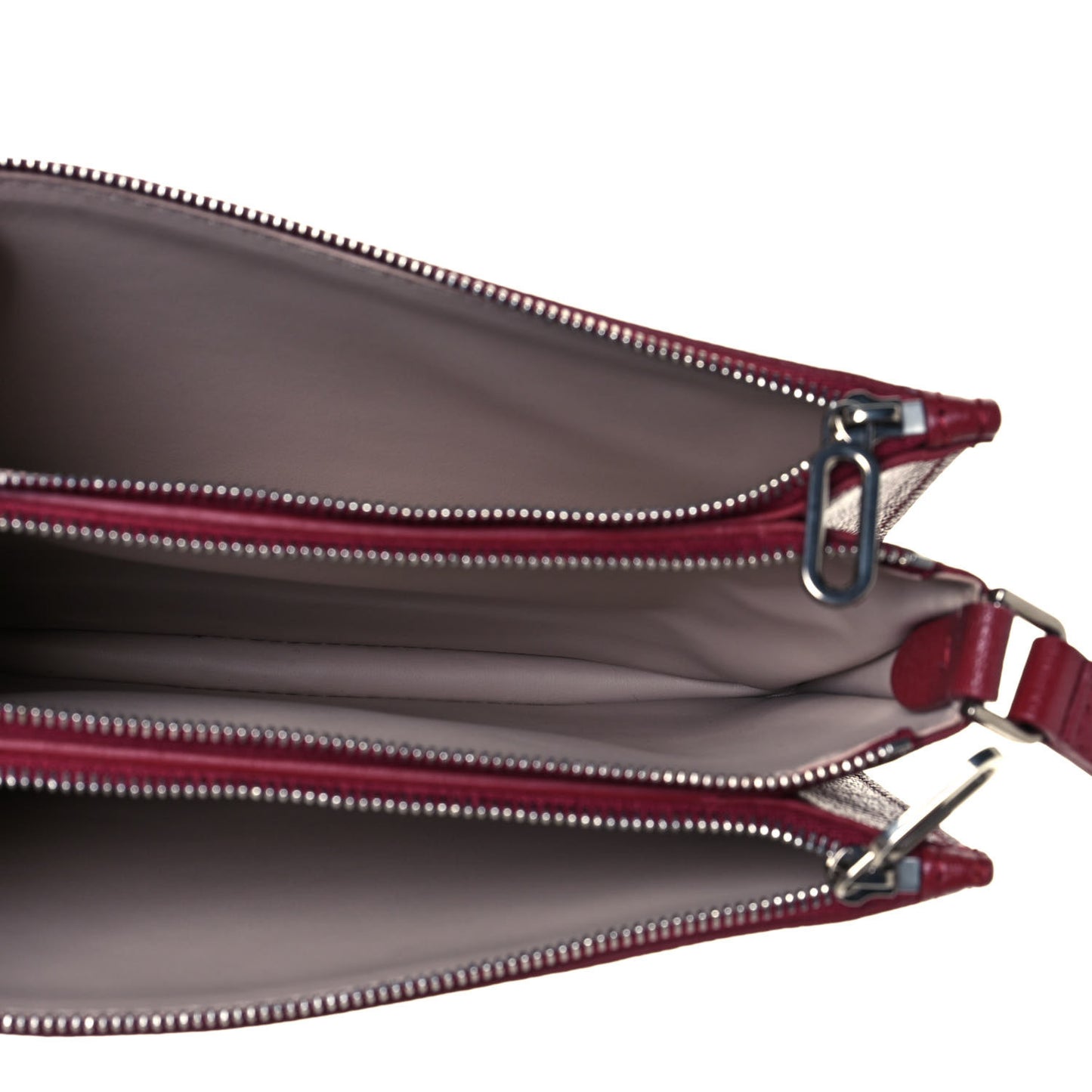Grainy Goatskin Triple Zip Crossbody Bag Crimson