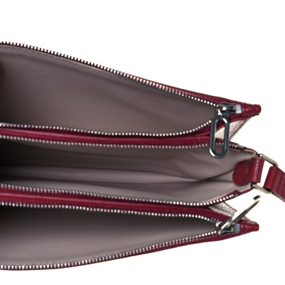 Burberry Grainy Goatskin Triple Zip Crossbody Bag Crimson 4 of 11
