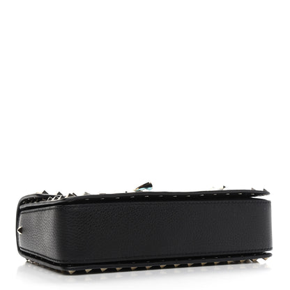 Valentino Garavani Grained Calfskin Medium Rockstud Chain Bag Black 3 of 7