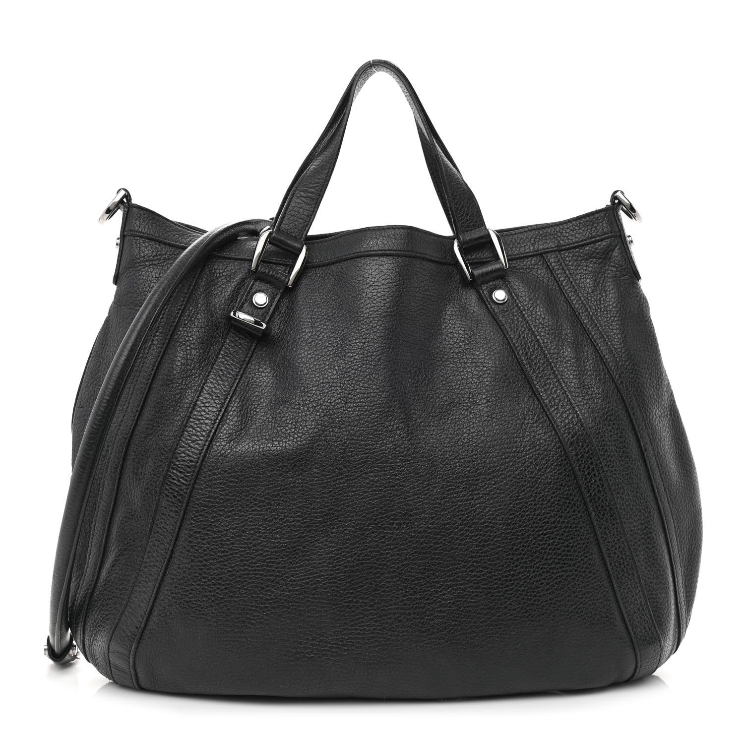 Gucci Pebbled Calfskin Medium Abbey Convertible Tote Black 1 of 17
