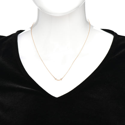 Tiffany 18K Rose Gold Diamond Mini T Smile Pendant Necklace 2 of 5