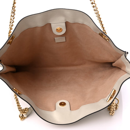 Gucci Suede Calfskin Large Rajah Chain Tote White 6 of 10