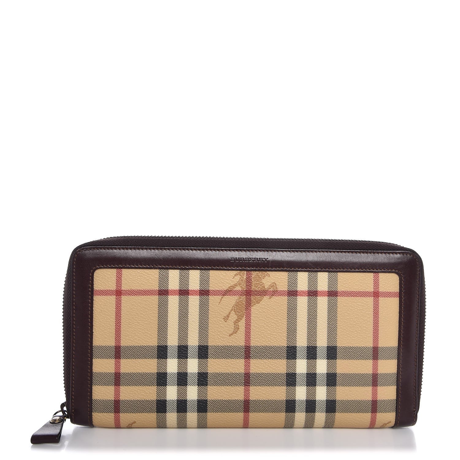 Burberry Haymarket Check Large Travel Zip Around Wallet Chocolate 1 of 10
