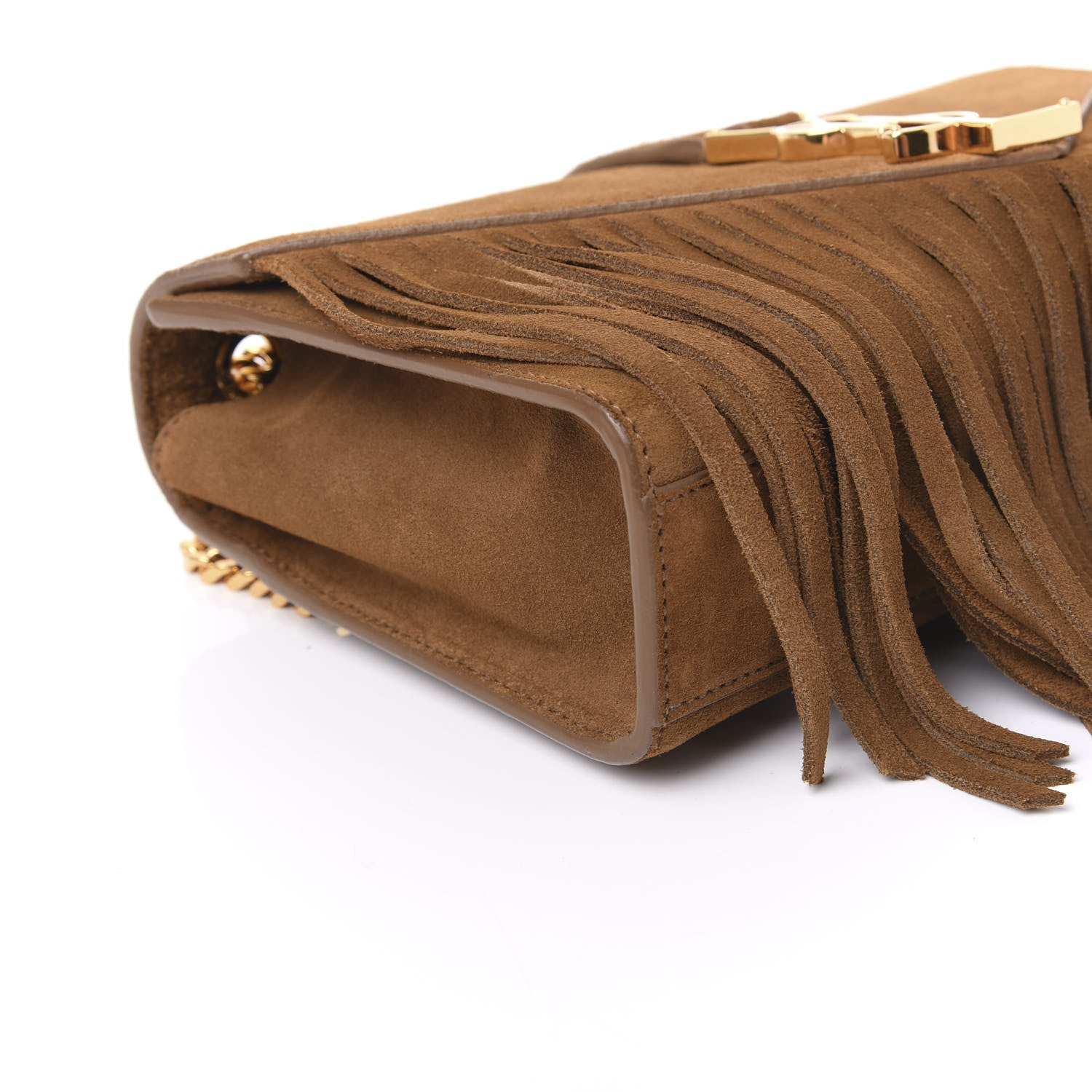 Saint Laurent Suede Fringe Small Monogram Satchel Light Ocre 5 of 9