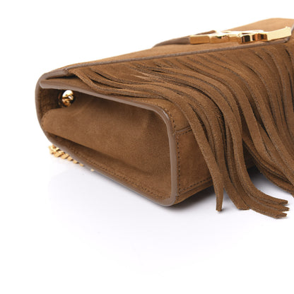 Saint Laurent Suede Fringe Small Monogram Satchel Light Ocre 5 of 9