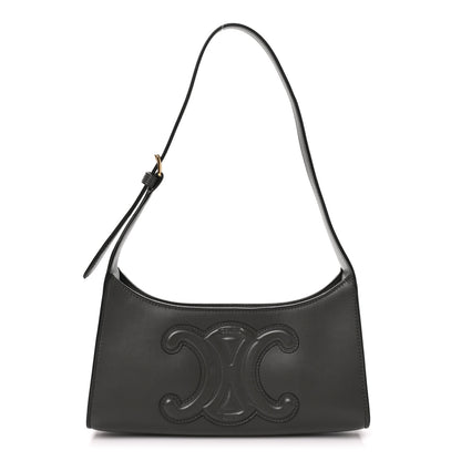 Celine Smooth Calfskin Cuir Triomphe Shoulder Bag Dark Army 1 of 9