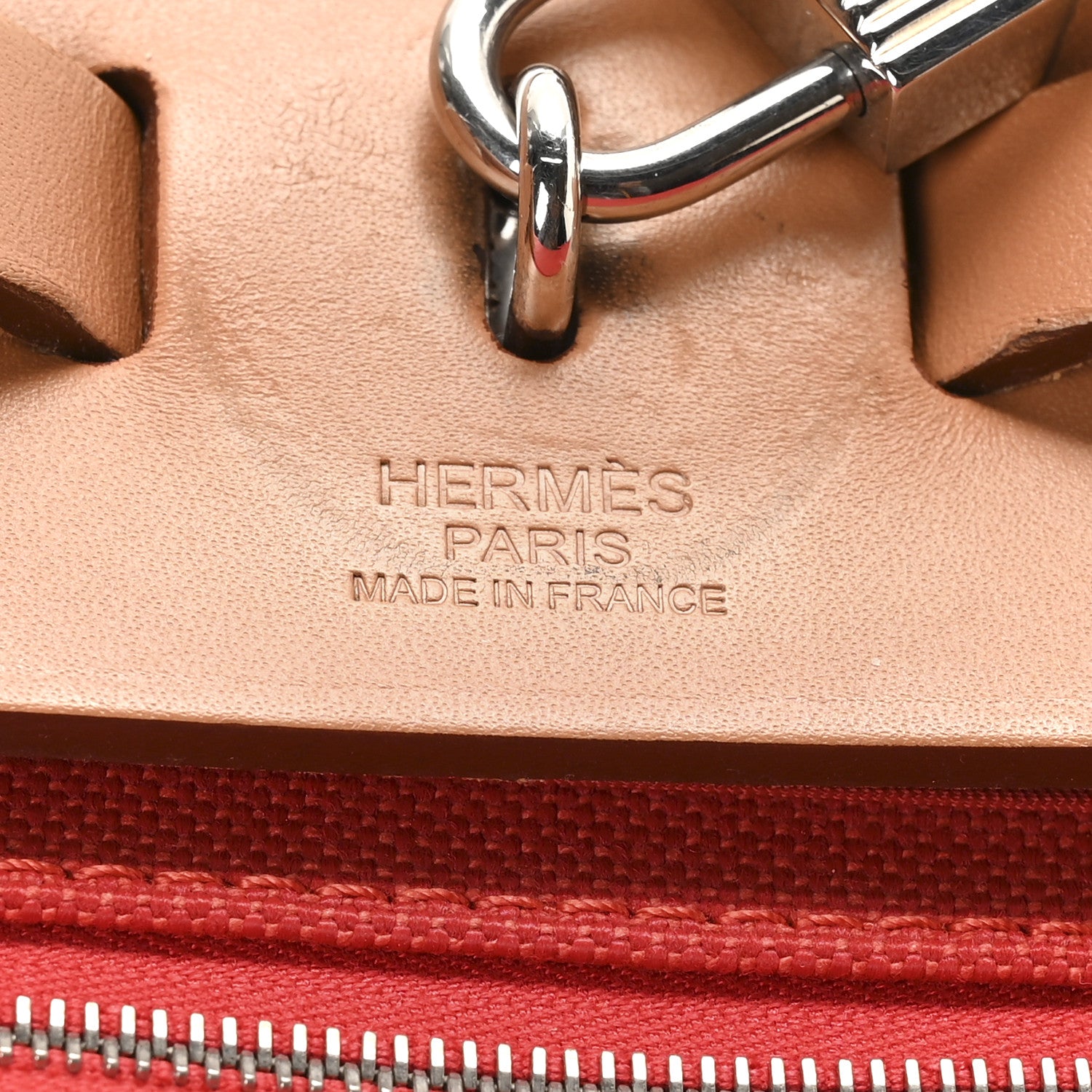 Hermes Vache Hunter Toile Herbag Zip 39 MM Rouge Tomate Natural 7 of 11