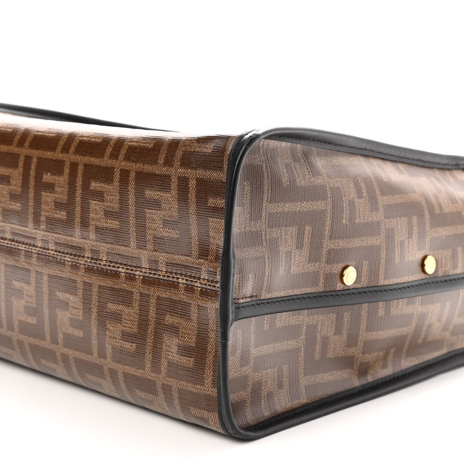 Fendi Glazed Fabric Vitello Century FF 1974 Stamp Patch Medium Peekaboo Defender Cover Mogano Panna Black 11 of 13
