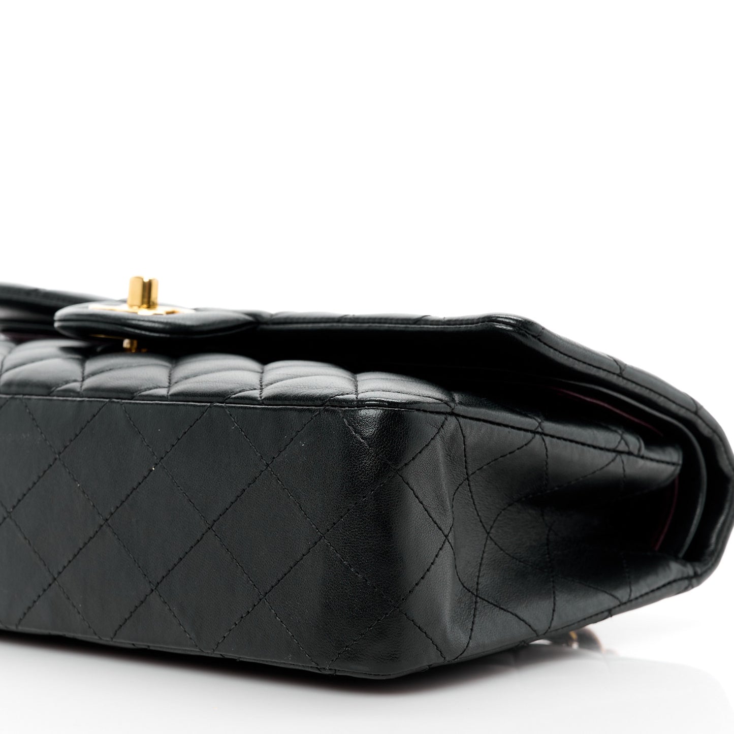 Lambskin Quilted Medium Double Flap Black