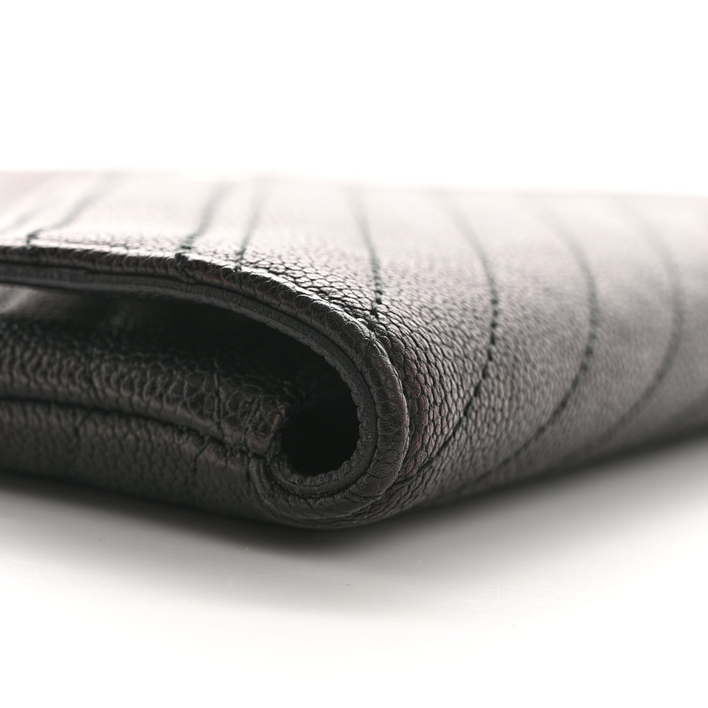 Calfskin Chevron Quilted Small Envelope Clutch Black