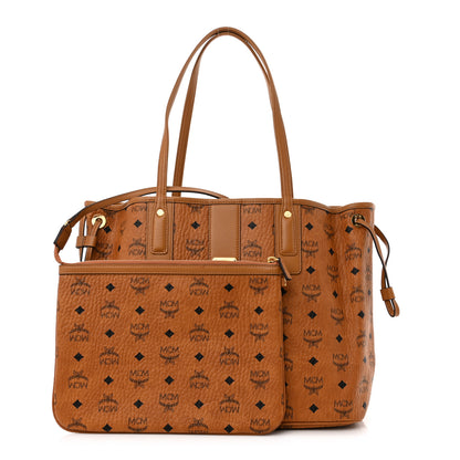 MCM Visetos Medium Liz Reversible Shopper Tote Cognac 1 of 16