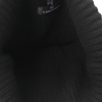 Chanel Wool Cashmere CC Beanie Hat Light Black White 4 of 6