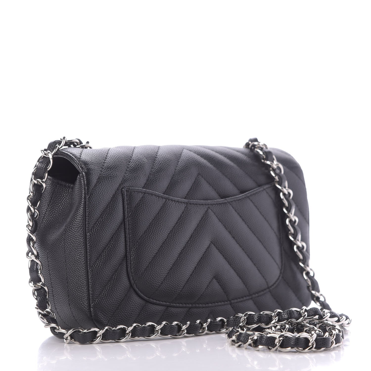 Chanel Caviar Chevron Quilted Mini Rectangular Flap Black 3 of 10