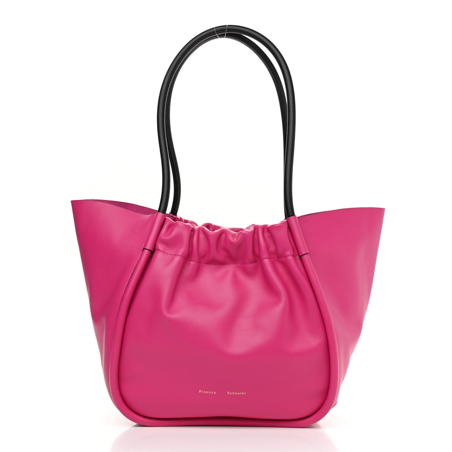 Calfskin Large Ruched Tote Fuschia