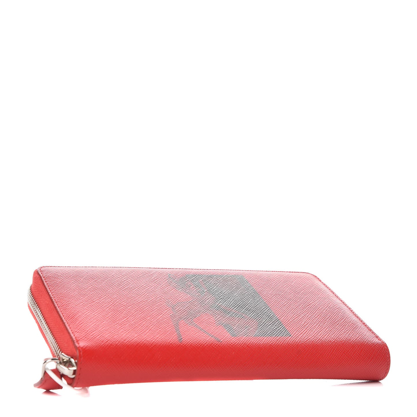Textured Coated Canvas Bambi Print Zip Around Wallet Red