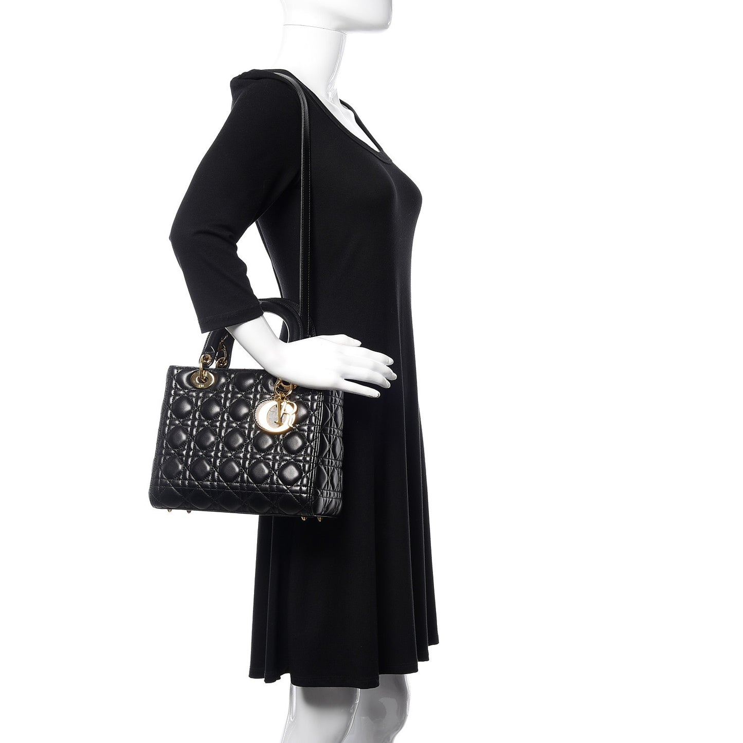 Lambskin Cannage Medium Lady Dior Black