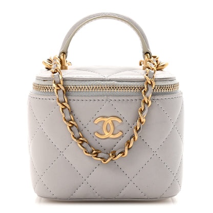 Chanel Lambskin Quilted Top Handle Mini Vanity Case With Chain Grey 1 of 11