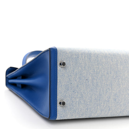 Hermes Toile Swift Kelly Sellier 28 Ecru Bleu France 9 of 11