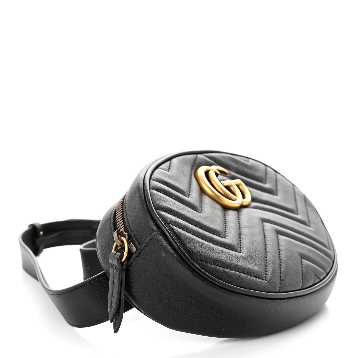 Gucci Calfskin Matelasse GG Marmont Belt Bag 85 34 Black 4 of 14