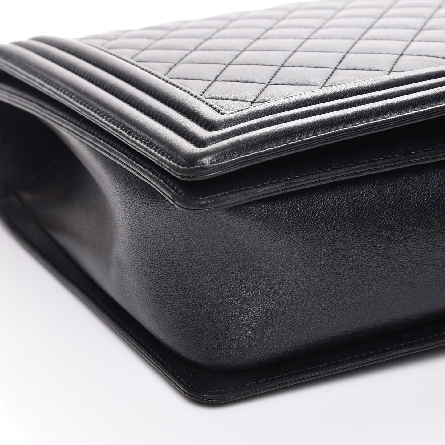 Metallic Calfskin Quilted Large Boy Flap Black