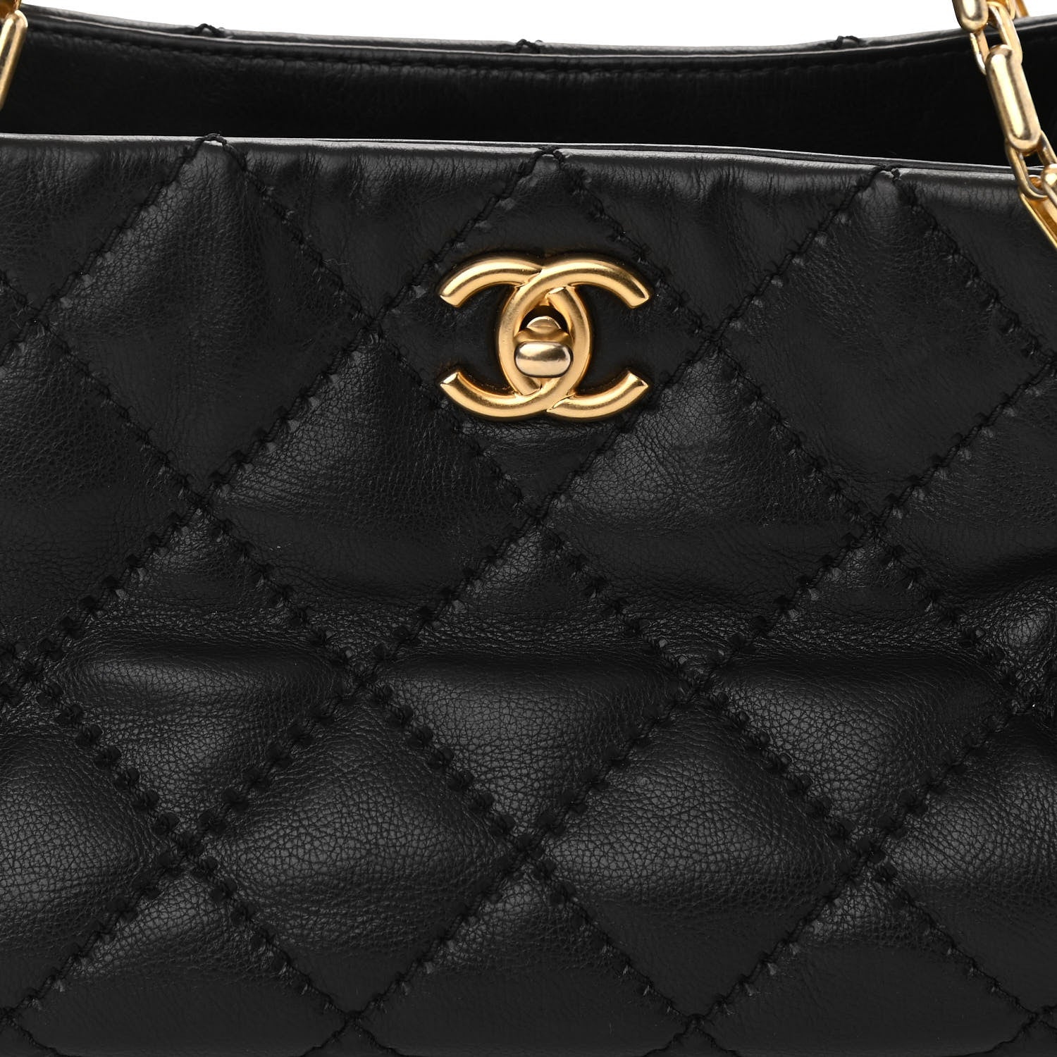 Chanel Calfskin Stitched Small Retro Chain Tote Black 7 of 10