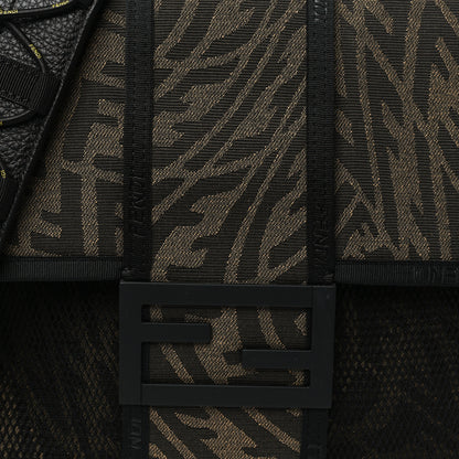 Fendi X SARAH COLEMAN Fabric Jacquard Vitello Grace FF Vertigo Woven Lanyard Large Baguette Tobacco Moro Black 8 of 11