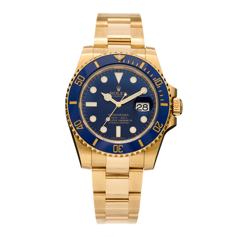 18K Yellow Gold 40mm Submariner Date Watch Blue 116618LB