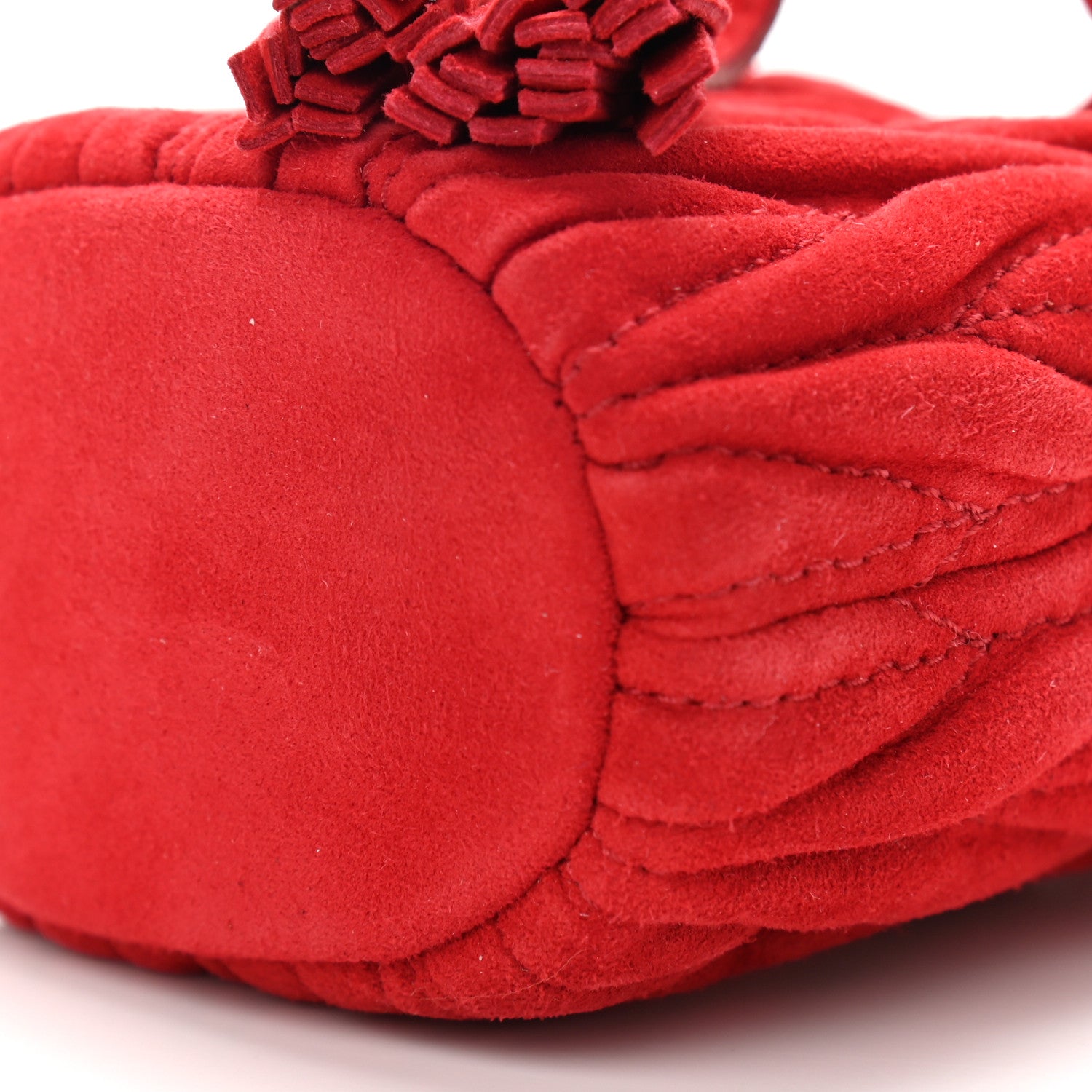 Miu Miu Suede Matelasse Mini Bucket Bag Cherry 10 of 11