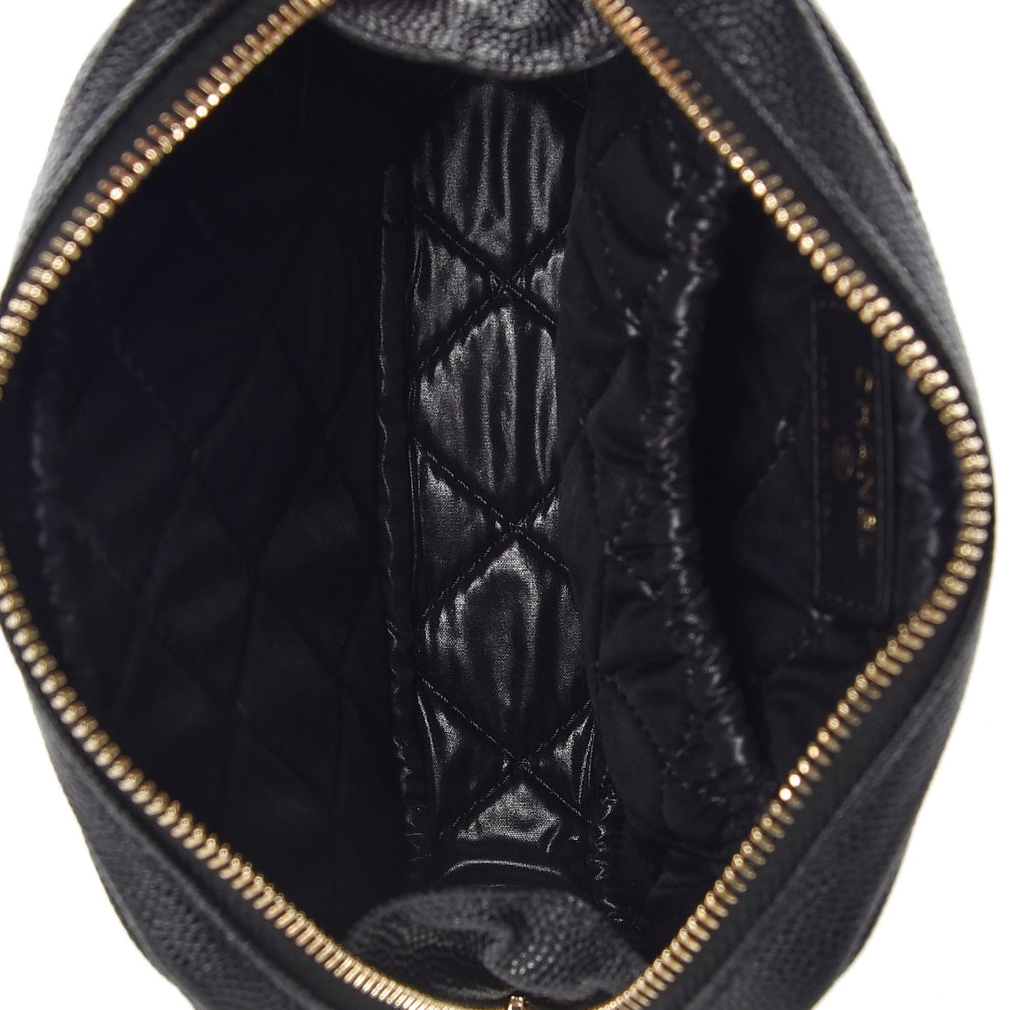 Caviar Quilted Small Curvy Pouch Cosmetic Case Black