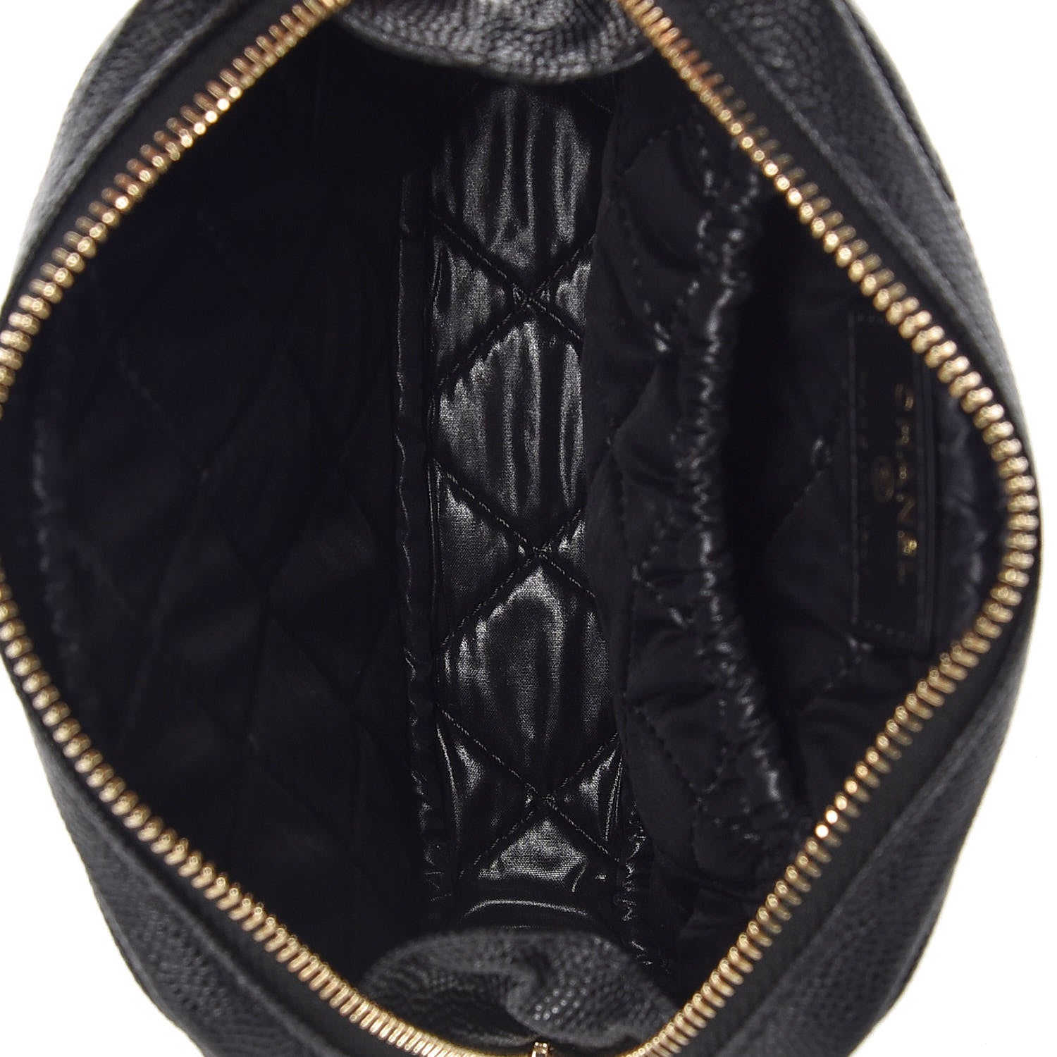 Chanel Caviar Quilted Small Curvy Pouch Cosmetic Case Black 7 of 10