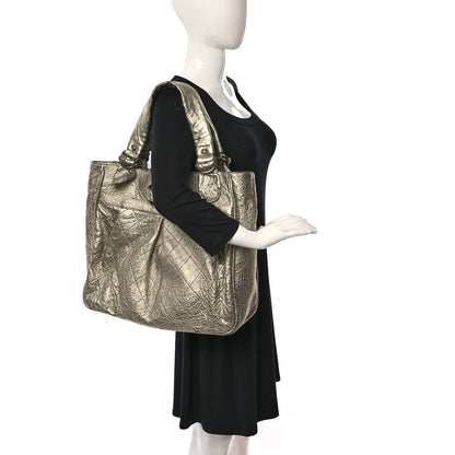 Chanel Distressed Lambskin Le Marais Tote Gold 2 of 9