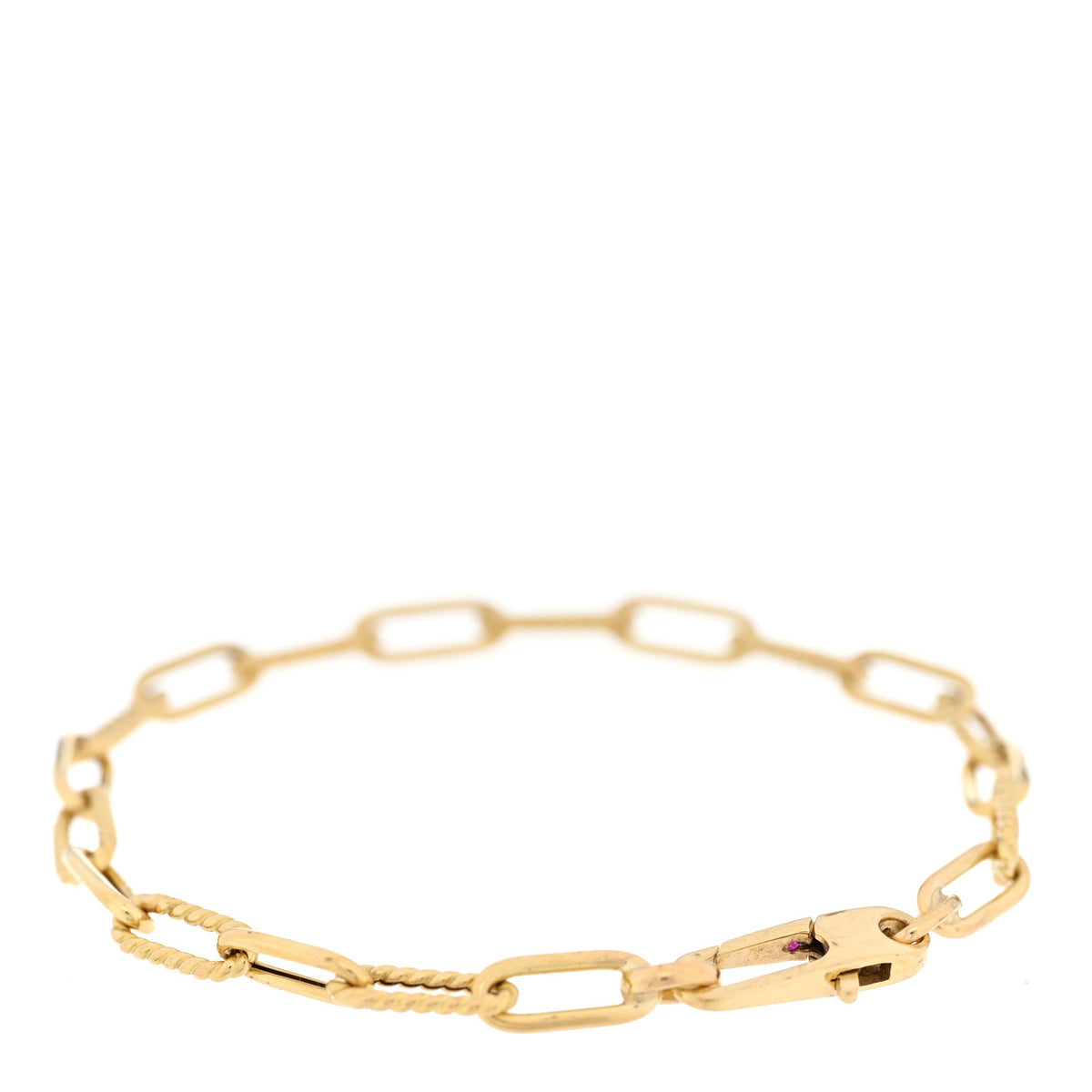 18K Yellow Gold Fluted Paper Clip Link Bracelet