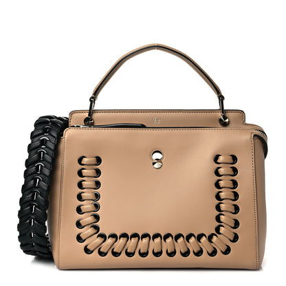 Fendi Vitello Baltico Dolce Shiny Nappa Lace Up DotCom Satchel Cuoio Ceruleo 1 of 11