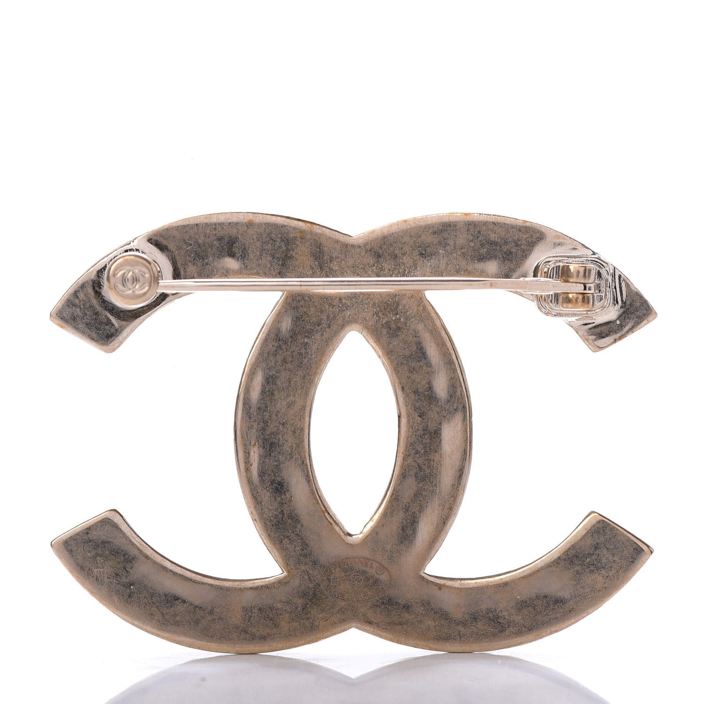 Metal CC Diamond Quilted Brooch Light Gold