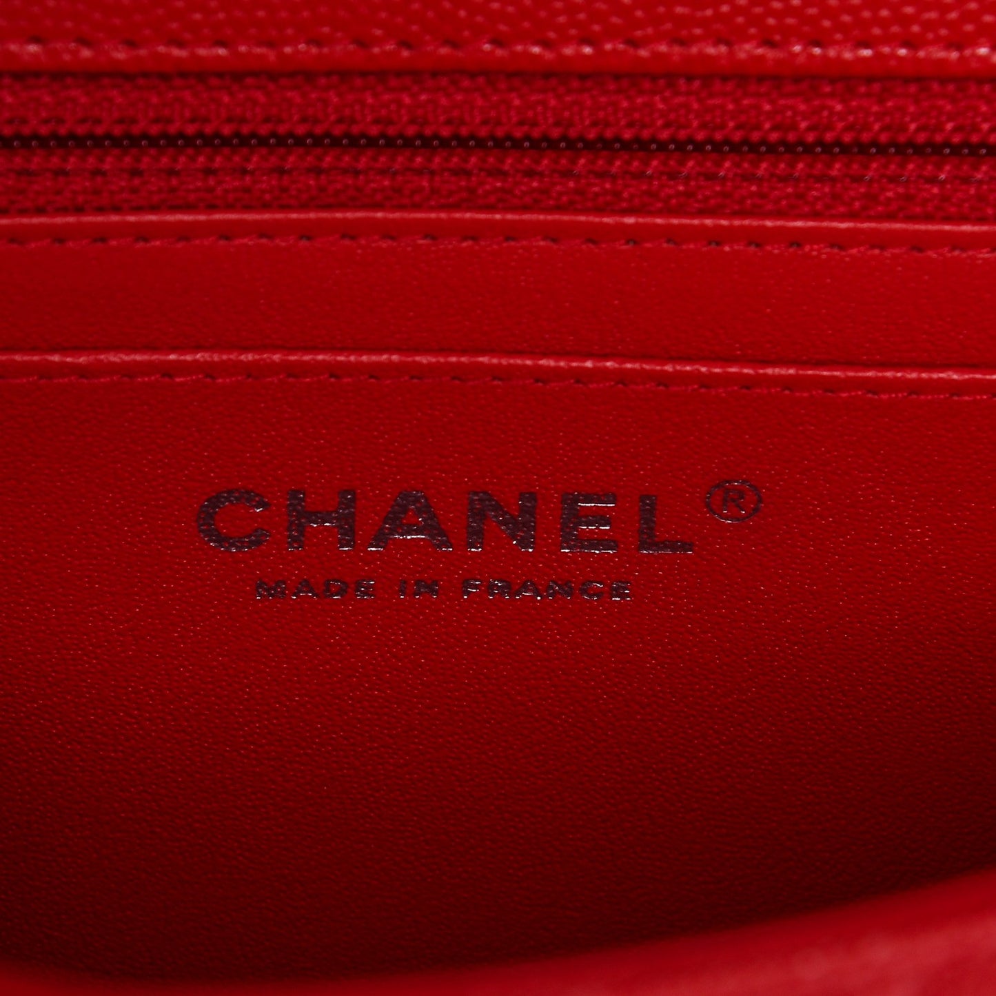 Caviar Chevron Quilted Mini Rectangular Flap Red