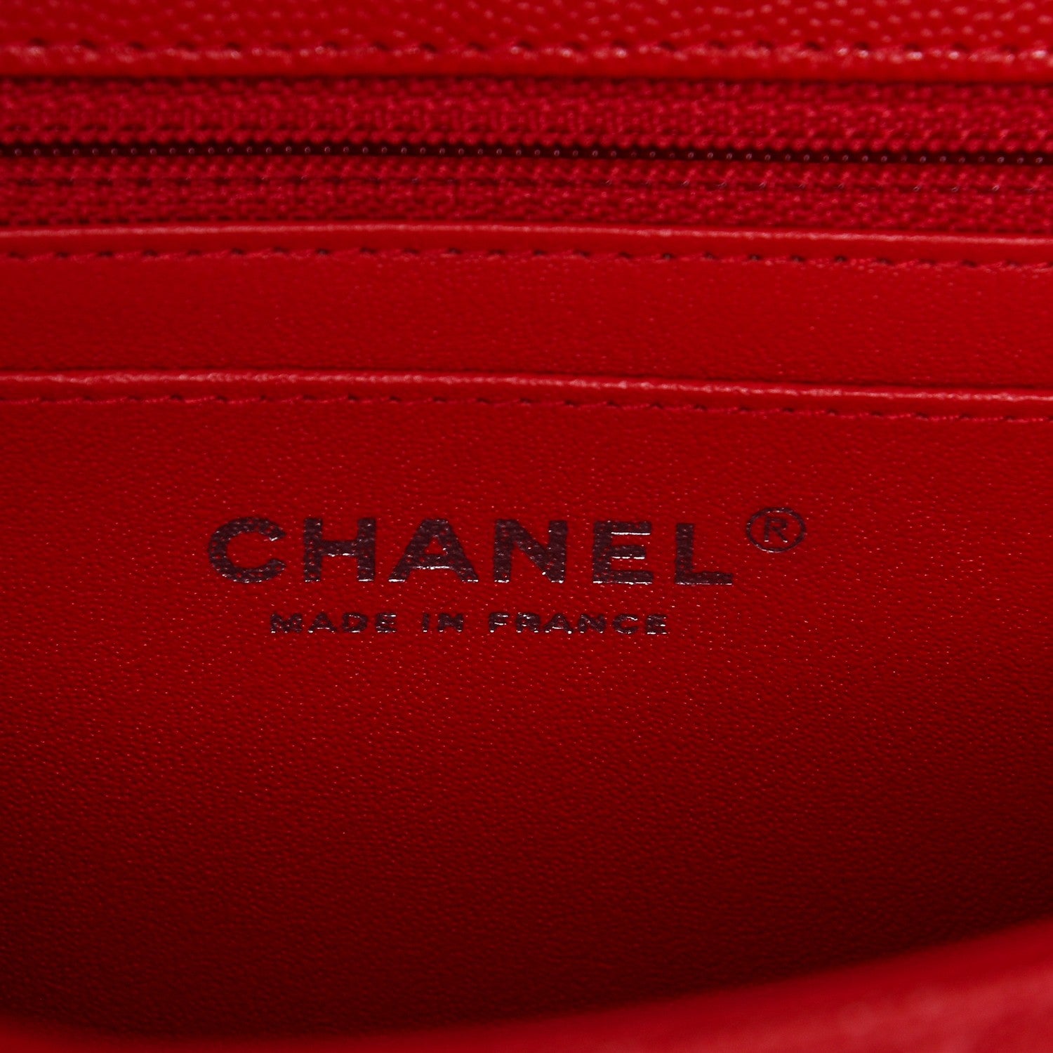 Chanel Caviar Chevron Quilted Mini Rectangular Flap Red 6 of 8