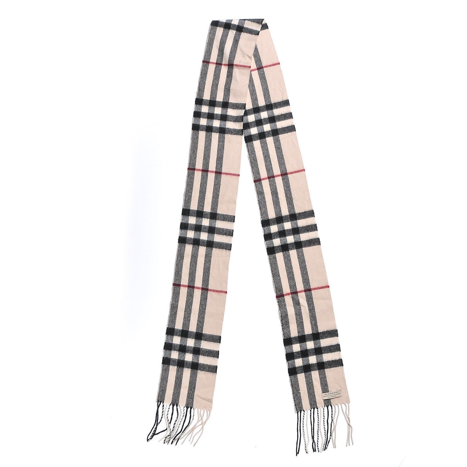 Burberry Cashmere Giant Check Fringe Scarf Ivory 3 of 5