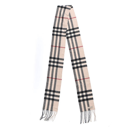 Burberry Cashmere Giant Check Fringe Scarf Ivory 3 of 5