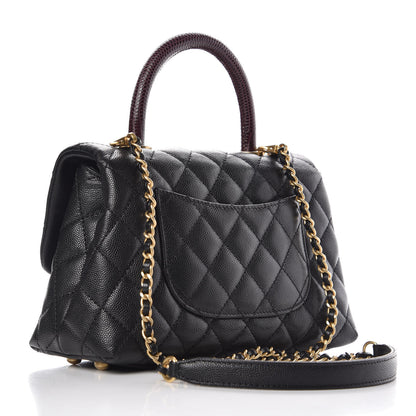 Chanel Caviar Lizard Quilted Mini Coco Handle Flap Black 3 of 9