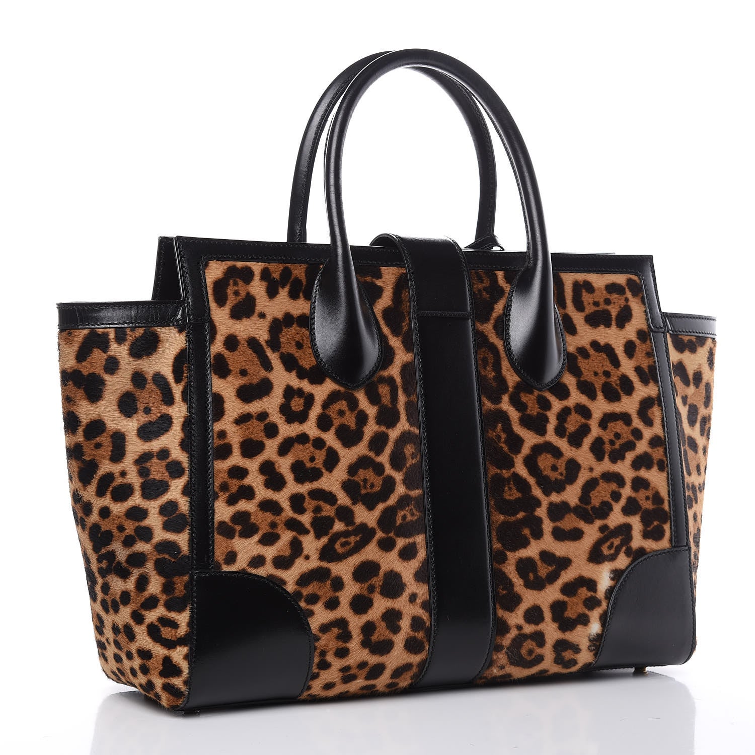 Gucci Pony Hair Jaguar Print Medium Lady Buckle Top Handle Bag Black 3 of 18