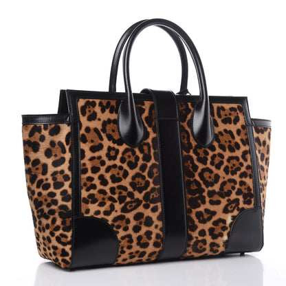 Gucci Pony Hair Jaguar Print Medium Lady Buckle Top Handle Bag Black 3 of 18