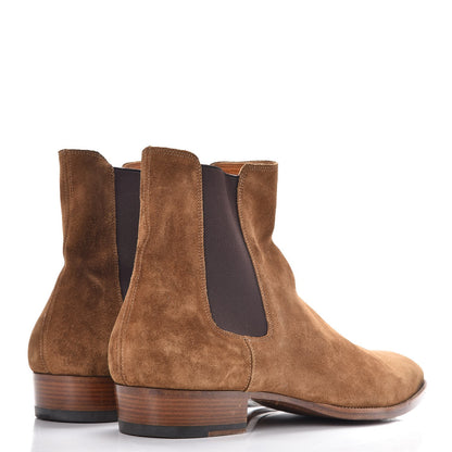 Saint Laurent Mens Suede Wyatt Chelsea Boots 48 Brown 4 of 13