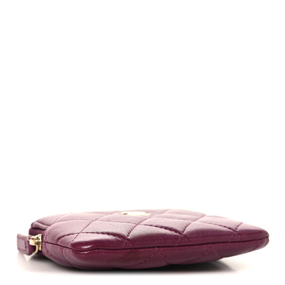 Chanel Lambskin Quilted Zip Card Holder Wallet Dark Purple 4 of 9