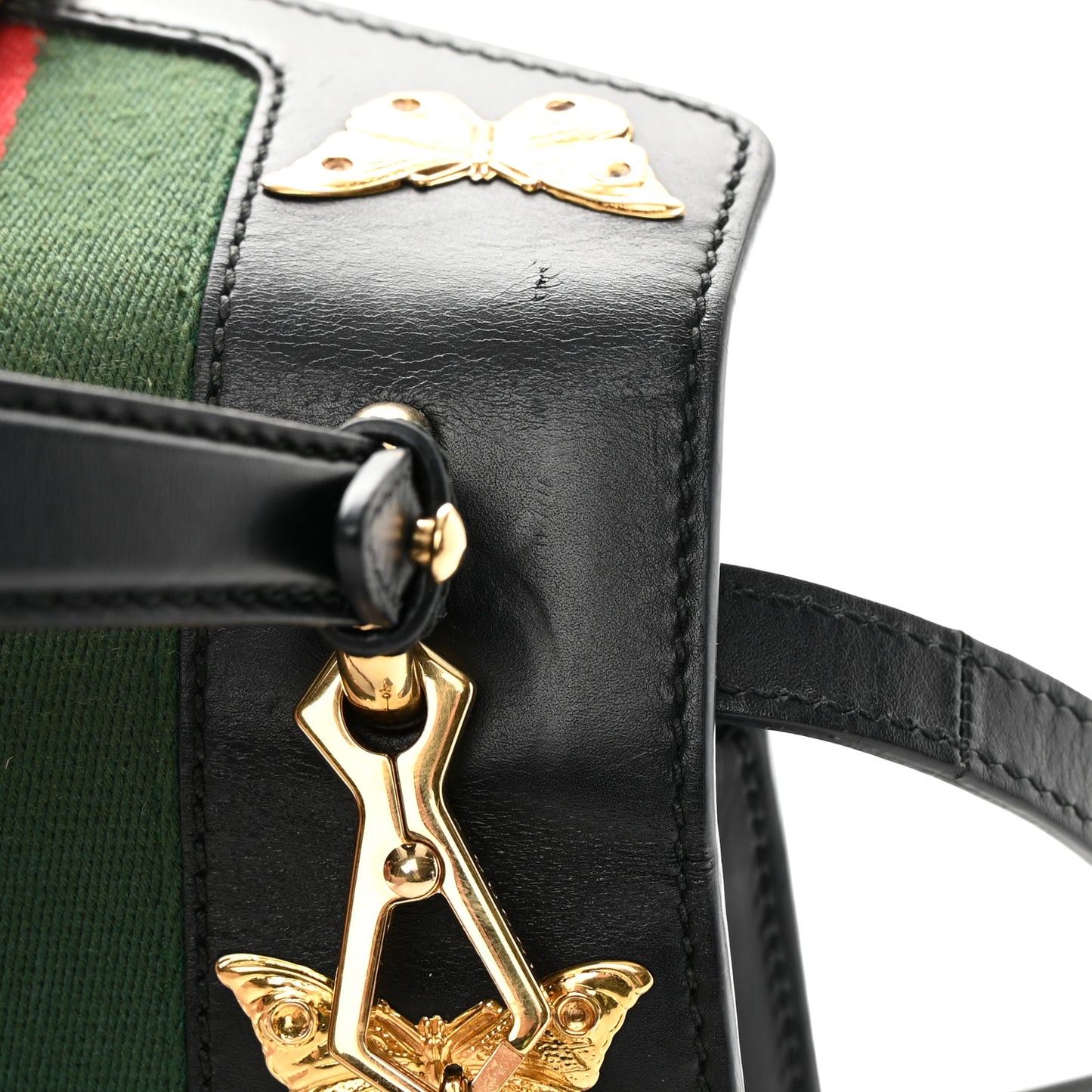 Calfskin Animal Studs Mini Sylvie Top Handle Bag Black