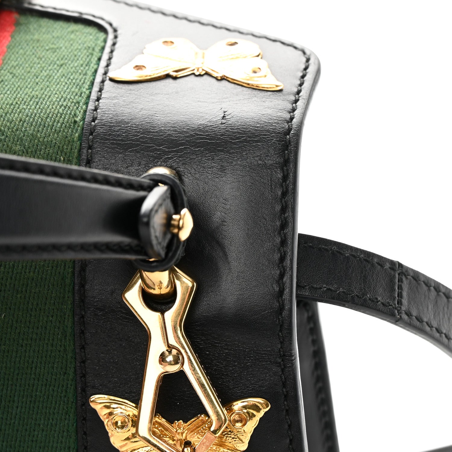 Gucci Calfskin Animal Studs Mini Sylvie Top Handle Bag Black 16 of 20