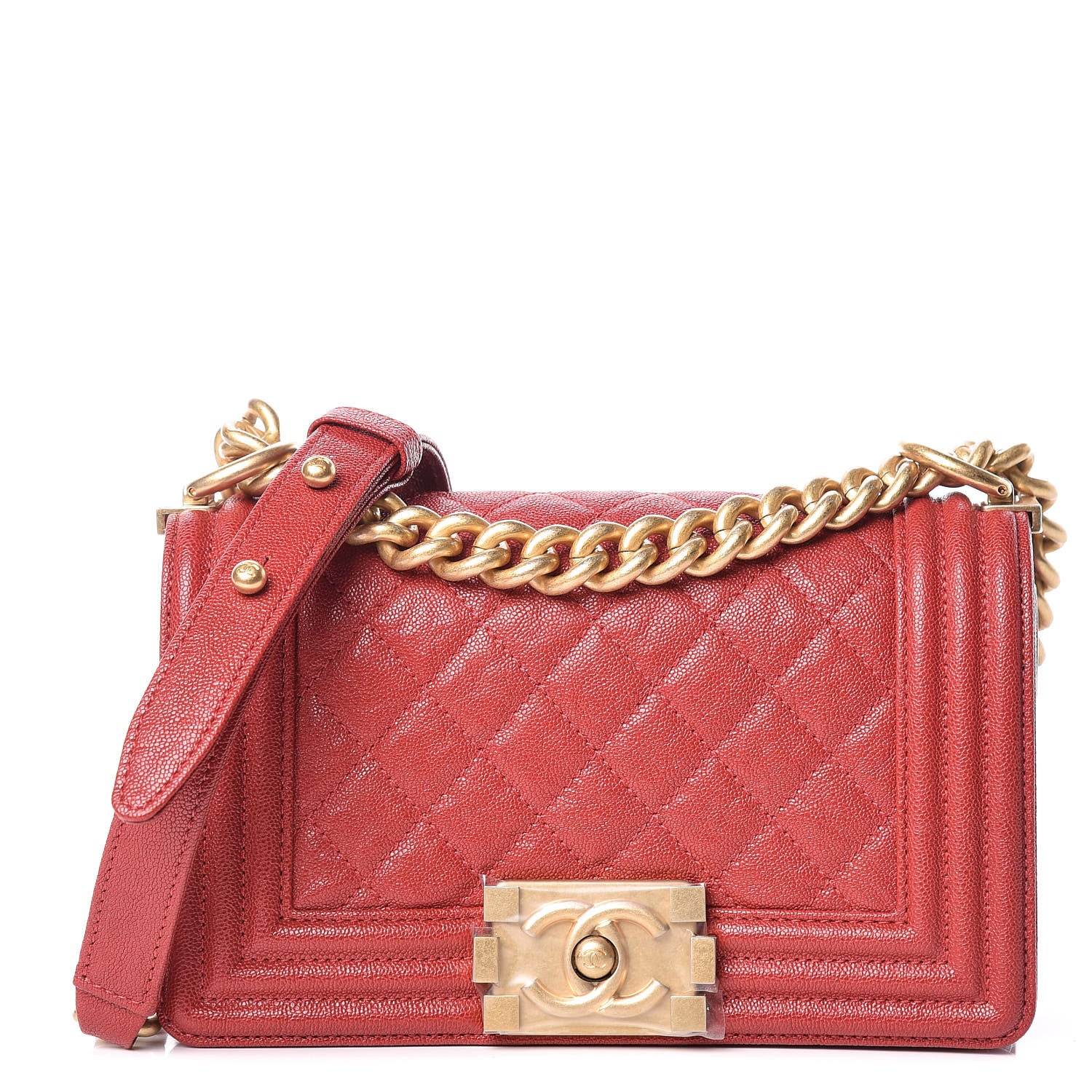 Chanel Caviar Quilted Small Boy Flap Red 1 of 9