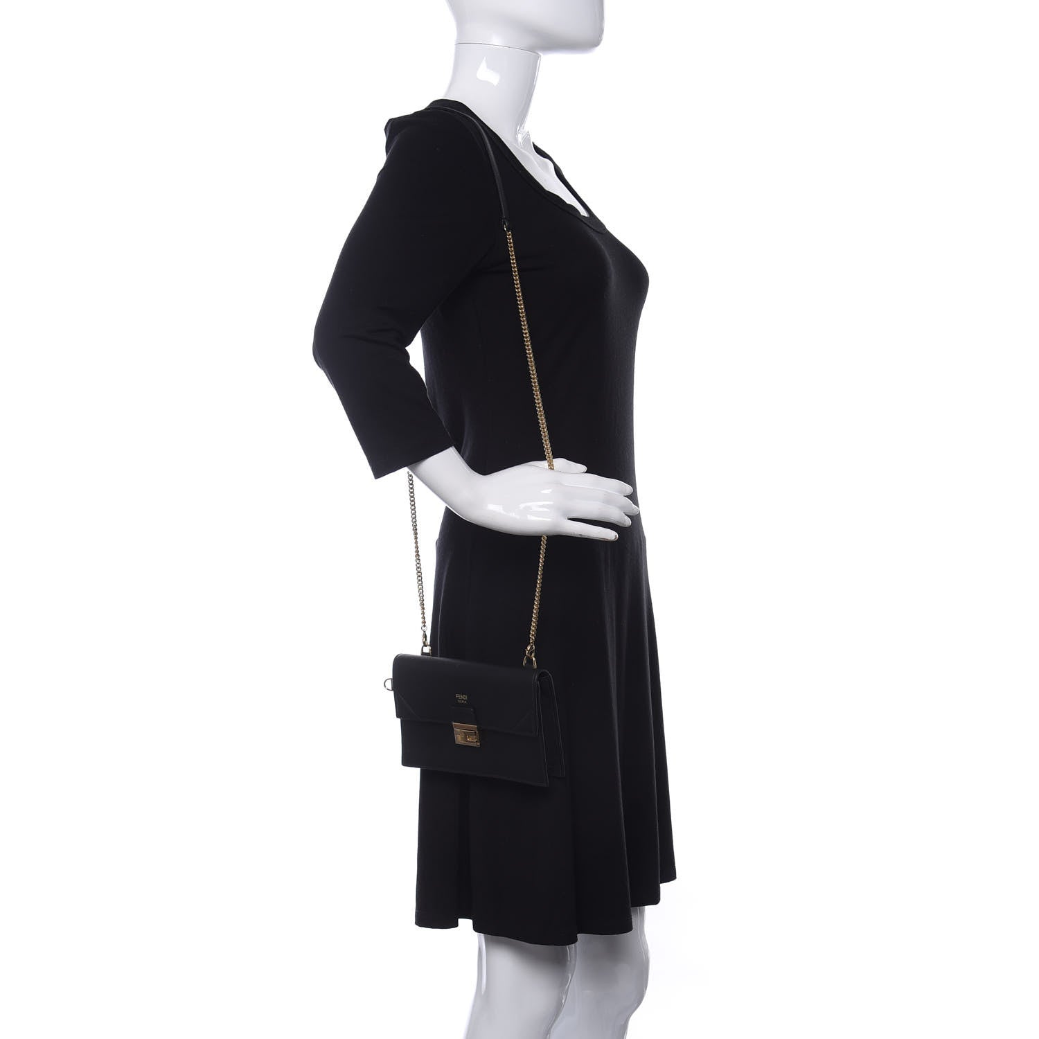 Fendi Vitello Grace Matte Kan U Wallet On Chain Black 2 of 11