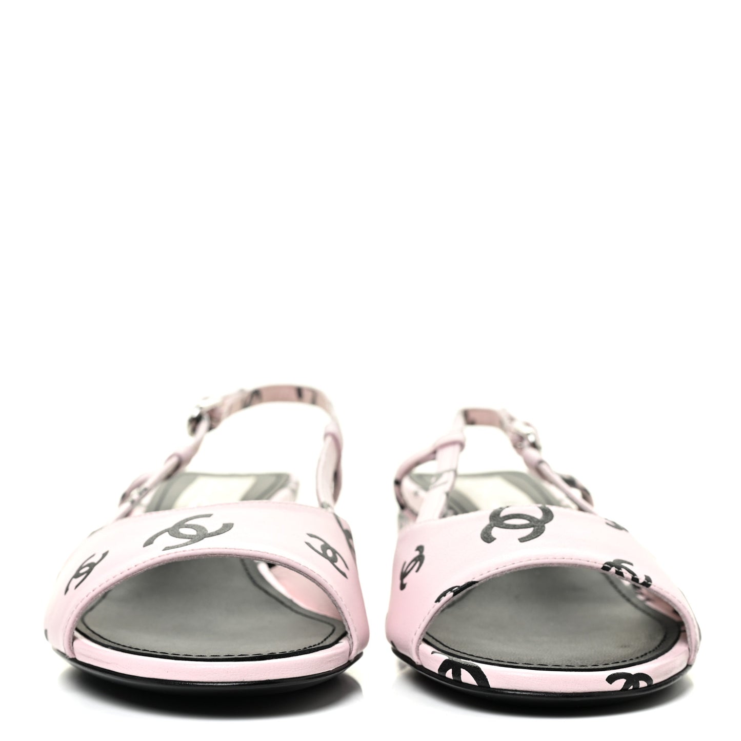Printed Lambskin Coco Beach Sligback Sandals 37.5 Light Pink Black